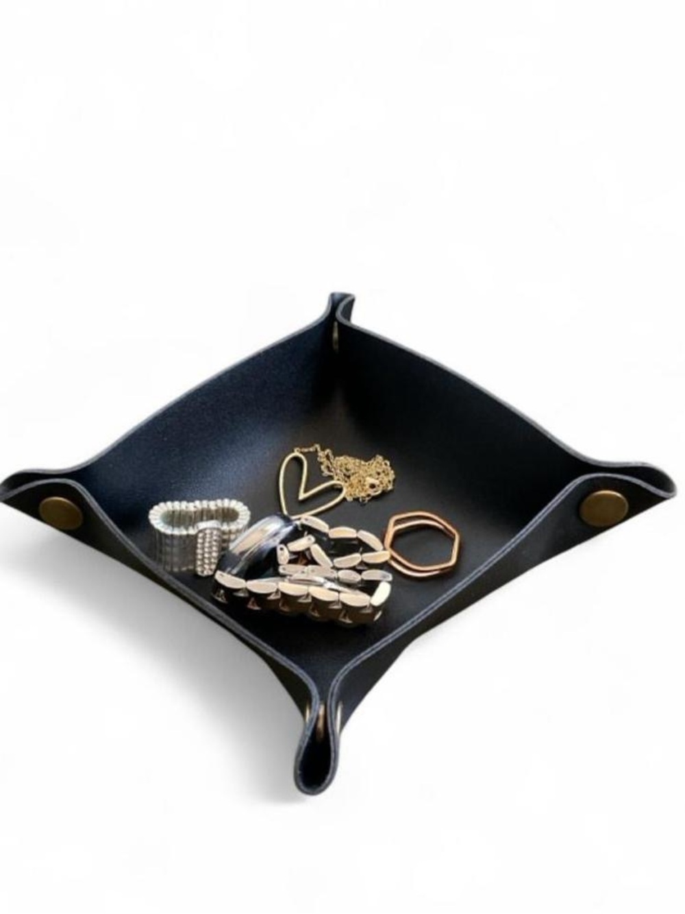 NWOT Black Leather Catchall Jewelry Tray